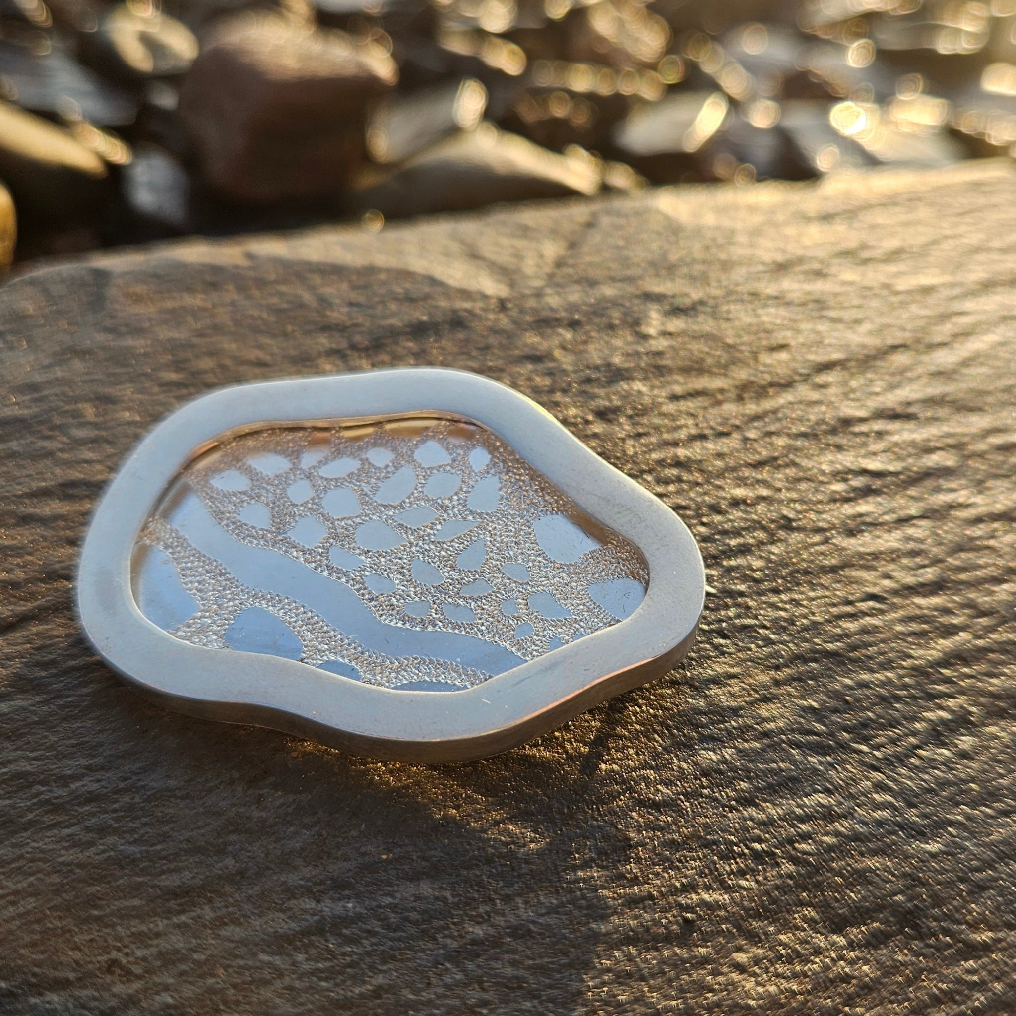 Sterling Silver Hand-Engraved Llwybr Llechi Brooch